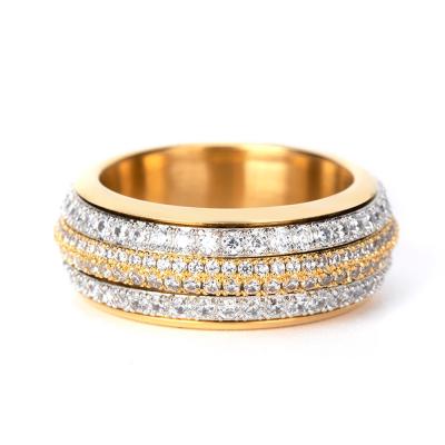 China TRENDY Fashion 18k Punk Pure Gold Plated Rings Set Women Ladies Rings Rotatable Multilayer Jewelry Accessories for sale