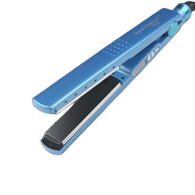 China Outdoor Wholesale Blue Titanium Flat Irons Hair Straightener 1 1/4 Inch Private Label for sale