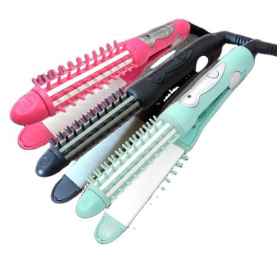 China Outdoor Professional Light Color LED Cheap Digital Flat Iron 2 in 1 Ceramic Hair Straightener with Comb for sale