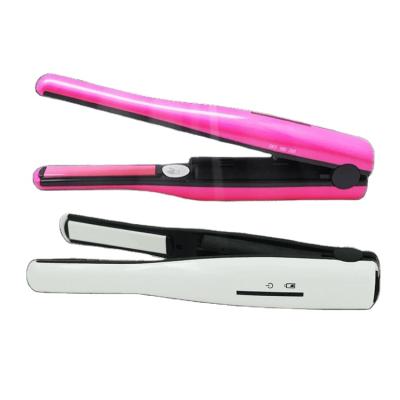 China Outdoor Portable Ceramic Hair Straightener With Curler Mini USB Flat Iron Rechargeable Battery Wireless Charging for sale