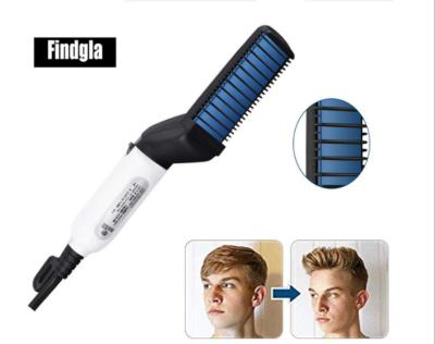 China Custom Compact Men's Beard Straightening Comb Black Straightener Brush Straight Hair Electric Curling Comb for sale