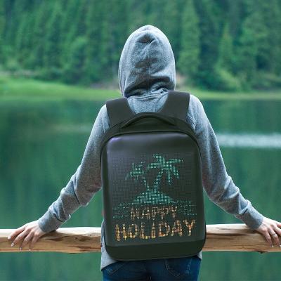 China With USB Waterproof DIY Laptop Bags Screen Smart Travel Bags LED Billboard Backpack For Advertising for sale