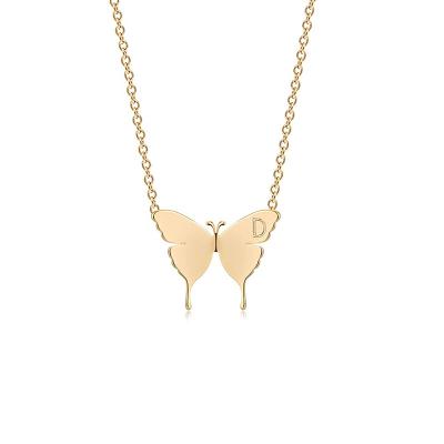 China Environmentally Friendly Tasty Gold Necklace 18K Gold Initial Gold Plated Butterfly Name Pendant Necklaces for sale