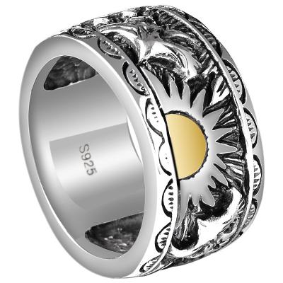 China Indian punk Eagle Totem S925 Sterling Silver Rings Sun Totem 925 Sterling Thai Silver Finger Rings for sale