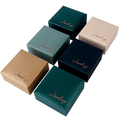 China Vintage Elegant Classic Logo Printed Jewelry Packaging Box Custom Made Luxury With Velvet Jewelry Box Square Flip Paper Clamshell for sale