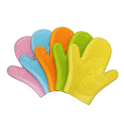 China 20cm Pet Deshedding Glove Pet Grooming Glove Viable Remover Brush Soft Effective Massage Gloves for sale