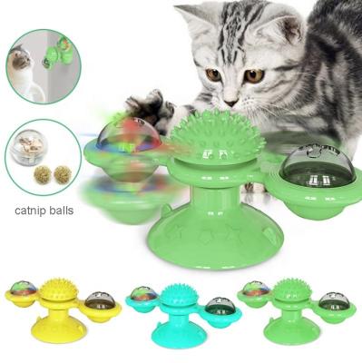 China Viable Wholesale Thinkerpet Interactive Turntable Teasing Cat Toy with Led Ball for sale