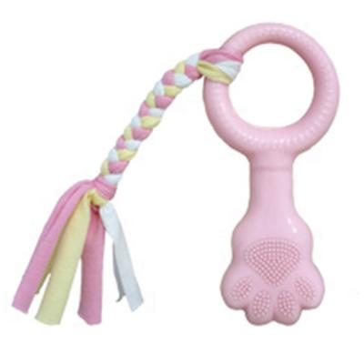 China Sustainable Durable Dog Squeaky Teethers TPR Rope Dog Chew Cleaning Toy for sale