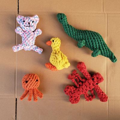 China Viable Octopus Dinosaur Animal Shaped Large Capacity Memory Puppy Pet Dog Cotton Small Traction Durable Dental Indestructible Chew Rope Toy Set for sale