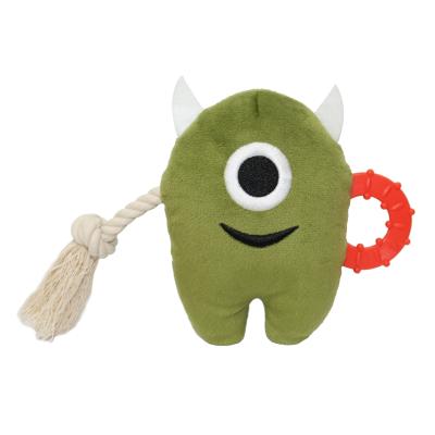 China Viable Thinkerpet Durable One-Eyed Monster Plush Dog Toys With Rope Squeakers Pet Toys for sale