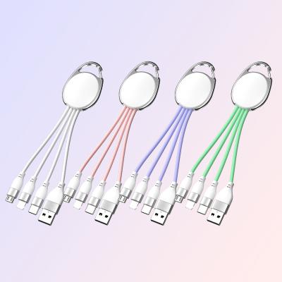 China MP3/MP4 Promotional Charging Custom Type Multi Fast Charging Cable Player 2021 Gift LED USB Cable Key Chain 3 in1 USB C Macaron for sale