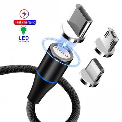 China New Arrival MP3/MP4 Player 3 Plug 3 In 1 Type Micro Usb Magnetic Fast Charging Cable USB C Phone Data Cable Charger For Samsung Android IOS for sale