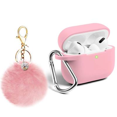 China Trending Product for AirPods Pro 4 Case with Soft Cute Fur Ball Pompom Key Chain, 360 Protective Silicone Case for AirPods 4 2021 3rd Generation for sale