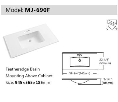 China Shampoo down glassy cabinet sink 690F for sale