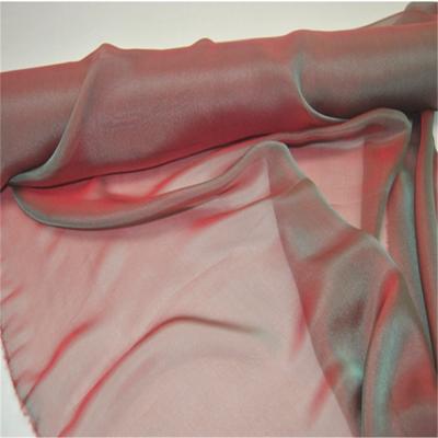 China Vintage Fashion Mulberry Silk Chiffon Fabric Organic Shiny Color Double Elegant Red Green Dye For Women Men Shirt Veil Shawl for sale