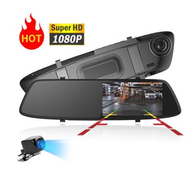 China 4.3inch TFT LCD Screen Front Rear View Mirror Camera 720p 1080p Car Dvr Waterproof for sale