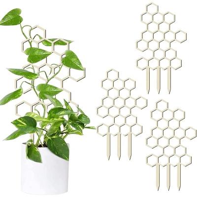 China Small Honeycomb Garden Plant Potted Trellis Plant Stand Indoor Wooden Trellis Plant Trellis Moon Form 19x10cm for sale