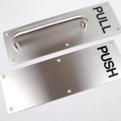 China Euro Rated 304 Standard Stainless Steel Fire Door Push And Pull Plate Door Handle With Long Plate for sale