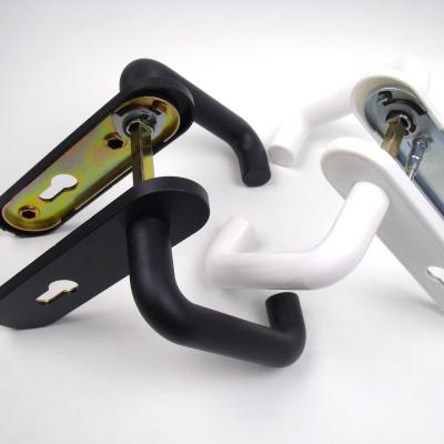 China Modern Fire Rated European Quality NH5003 Modern Shape Plastic Door Handle U With Nylon Escutcheon Lever Handle Manufacturer for sale