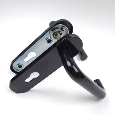 China Modern Plastic Cylinder Lock With Plate Fire Door Rated Black Plastic Lever Handle Nylon Manufacturing for sale