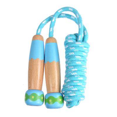 China Speed ​​Jump Training Multi Color Cheap Promotional Logo Handle Gym Exercise Wooden Custom Fitness Equipment Indoor Kids Jump Rope Skipping for sale