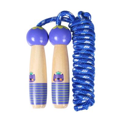 China Speed ​​Jump Training Fitness Training Kids Adjustable Cotton Jump Rope With Handle Wooden Indoor Wooden Jump Jump Rope for sale