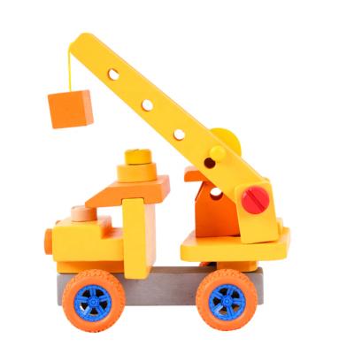 China Eco-friendly Material Children's Wooden Removable Nut Learning Toys Engineering Truck Road Roller Car for sale