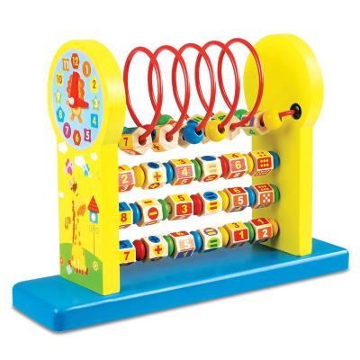 China Preschool Educational Digital Toys Math Calculating Wooden Frame Kids Round Beads Abacus Calculation Rack Calculator Toy for sale