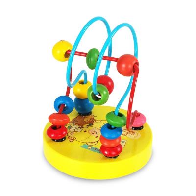 China Eductional Preschool Toys Wholesale Colorful Mini Round Bead Wooden Early Education Game Children Puzzle Toys for sale