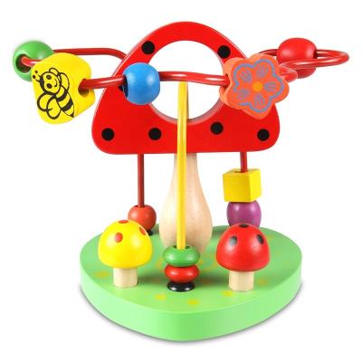 China Intelligence Flower and Mushroom Design Developing Wooden Round Bead Maze Educational Kids Toys for sale