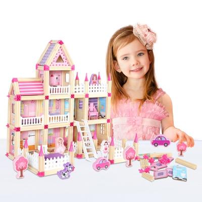 China DIY TOY Princess Dollhouse Pretend Play Dream Bedroom Furniture for Children Baby Kids Architecture Wooden Toys for sale