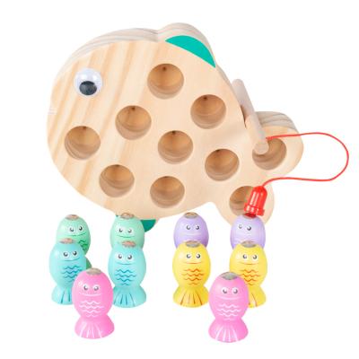 China Beilaluna Hot Selling 3D Baby Educational Toys Puzzle Fishing Game Wooden Magnetic Learning Toy For Kids Gifts Fish for sale