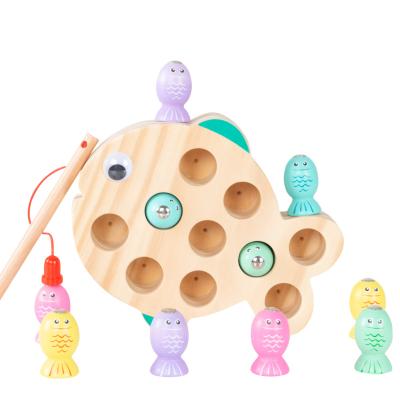 China Hot Selling 3D Baby Educational Toys Puzzle Fishing Game Wooden Magnetic Study Toy For Kids Gifts 2022 Best Wooden Toy Fish for sale