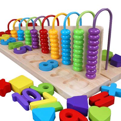 China Montessori intelligence 3d educacional wooden presc wooden toys developing toys for children stack table toy for sale