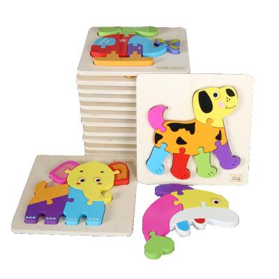 China Wooden Cartoon Toy Montessori 3D Children's Puzzle Toys For Children Educational Wooden Building for sale