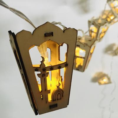 China Ramadan Castle Led Light String Wooden Holiday Light For Holiday Decorative Battery Light for sale