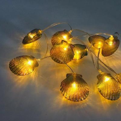 China Decorative Led Holiday Light 1.7M Shell Shape Bedroom Battery Operated Party Lights String for sale