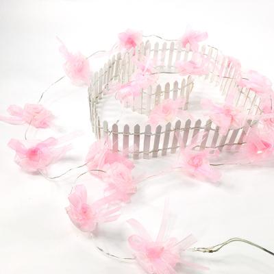 China Holiday light Wholesale 20PCS Led Pink Flower Battery Fairy String Lights Home Room Wedding Party Decor for sale