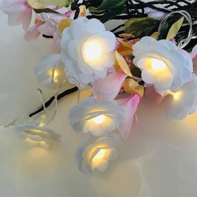 China Easter Decoration Nonwoven Four-Layer Small White Flowers Led Battery String Lamp Light 5.8*1.8*5.8cm for sale