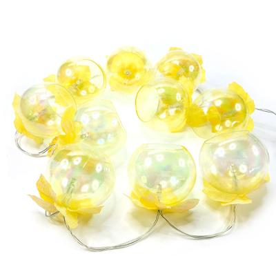 China Holiday Light 1.7M Yellow Leaf Lantern Shape Christmas Light Led String Light for sale