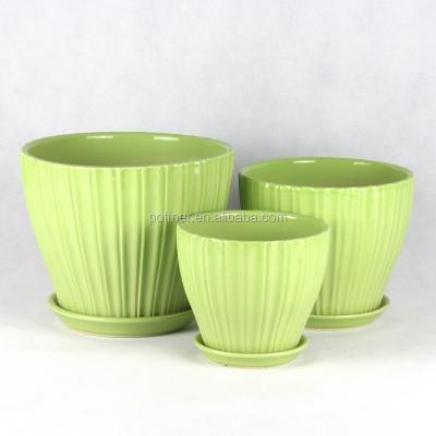 China 241G Ceramic Green Glazed Ceramic Flowerpot Garden Potted Plant Pot Planter for sale