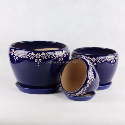 China Blue and white porcelain ceramic flower pot 201DS-S1W for sale