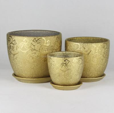 China 101TGF-S3 Ceramic Gold Ceramic Garden Pots and Planters for sale