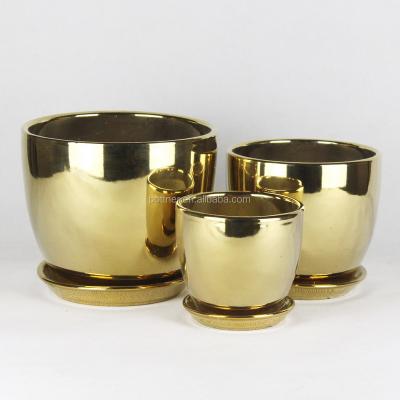 China Tabletop Modern Gold Ceramic Flower Pots 101TG for sale