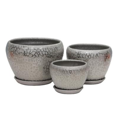 China WALL Flowerpot Garden Potted Plant Pot Silver Ceramic Planter 201T-SFG4 for sale