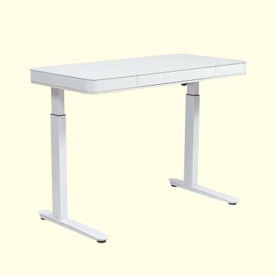 China (Height)Adjustable Home Office Electric Lifting Computer Desk with Drawer and Glass Smart Sit Stand Height Adjustable Standing Table Desk for sale