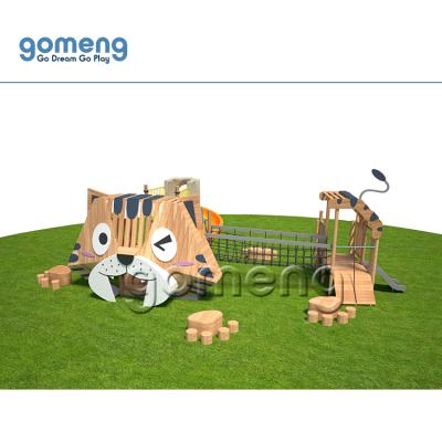 China Outdoor Wooden Climbsets And Plastic Playground Playground Playsets With 304 Slides Cute Cat Modeling for sale