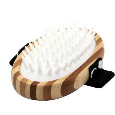 China Sustainable Palm Held Bamboo Wooden Cat Dog Massage Wash Brush Pet Bath Brush for sale