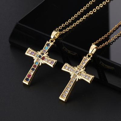 China 2022 Minimalist Newcomer Punk Knot Interconnect Stainless Steel Necklace Gold Cross Choker Pendent Necklace For Religious Gifts for sale