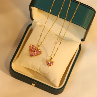 China High Quality Exquisite Vintage Zircon Heart Necklace Gold Plated Diamond Heart Pendant Necklace For Women for sale